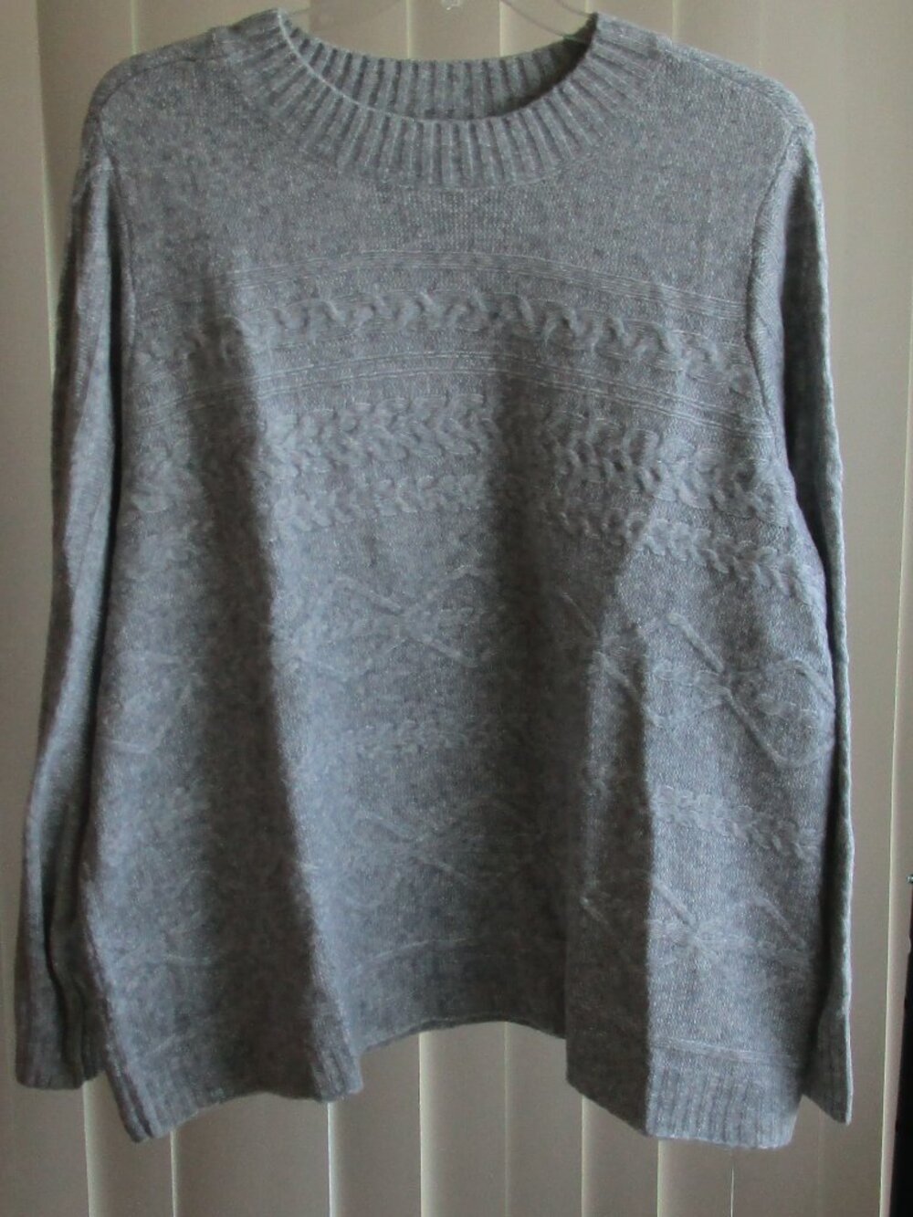 St Johns Bay Sweater woman 2X - cable knit pattern gray